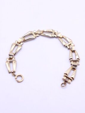 Antique 1920-30s Art Deco linked Gold tone bracelet 6.5” on cone